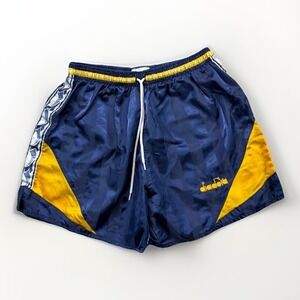 Vintage Diadora Soccer Shorts Sz Medium Navy Blue Gold
